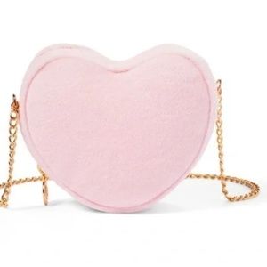 STONEY CLOVER LANE X TARGET LIGHT PINK TERRY HEART CROSSBODY BAG WITH GOLD CHAIN